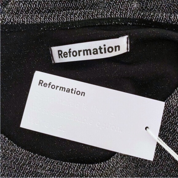 NEW Reformation Riley Dress Silver Sparkle XL - Picture 9 of 11